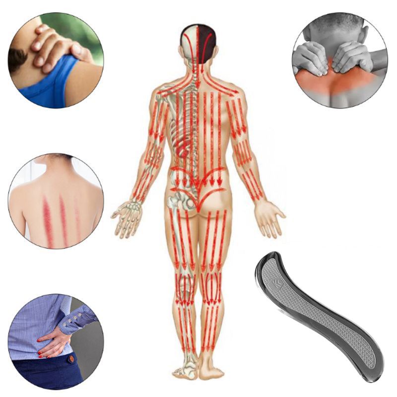 Rascador de masaje Gua Sha de acero inoxidable, herramienta de gran movilización de tejidos blandos