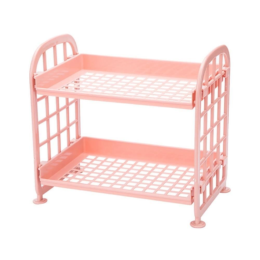 JEYL Storage Shelves,Plastic Small Storage Shelves - 2 Tier Shelf Shelving,Kitchen Shelf Bathroom Organizer: Pink