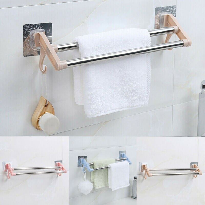 Familt badeværelse håndklædestænger skinneholder holder vægmonteret selvklæbende hængende bøjlehylde