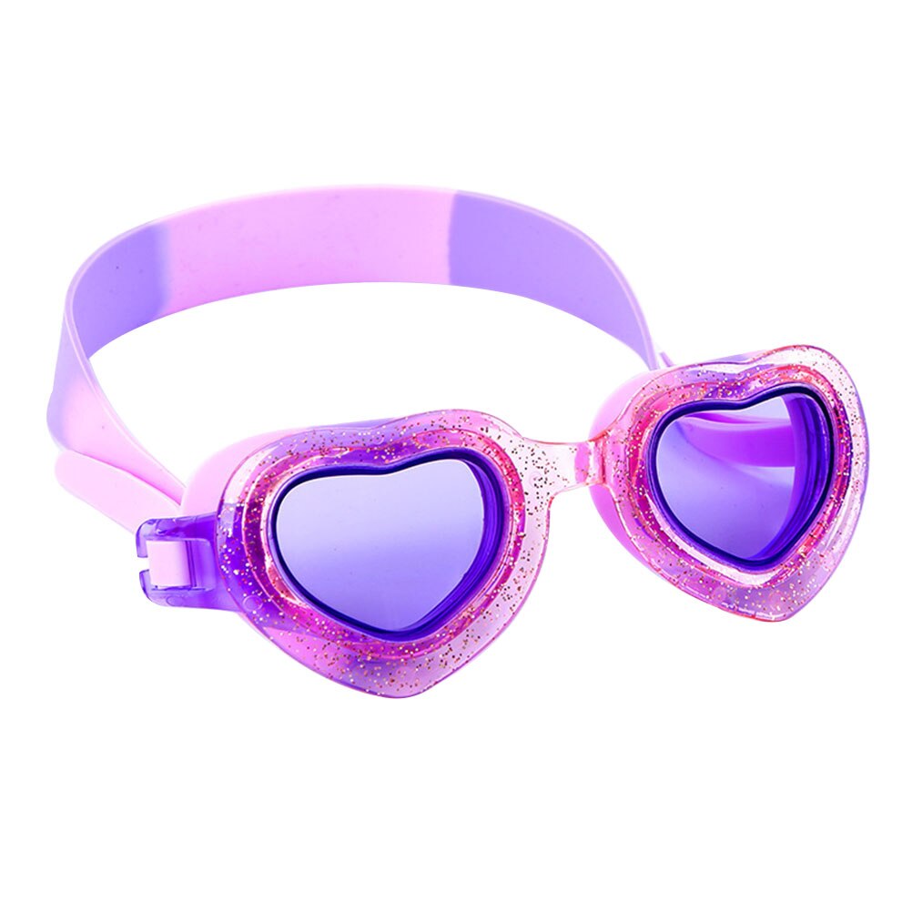1 Pc Silicone Swimming Goggles Heart-shaped Swim Glasses Waterproof Anti-fog HD Swim Goggle for Kids Teens Toddlers (Purple)