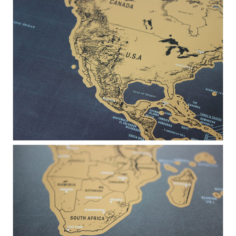 Black Scratch Off Map Deco Deluxe Retro World Map Scratches Vintage Poster Decoracion School Wereldkaart Stationery Supplies