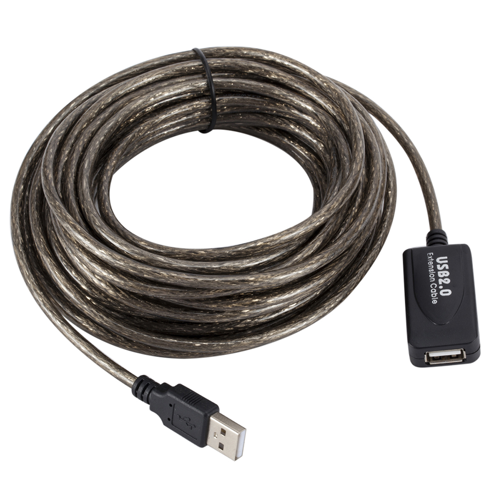 Câble d'extension USB 2.0 mâle vers femelle, 5/10/15/20m, amplificateur de signal, répéteur actif: Black