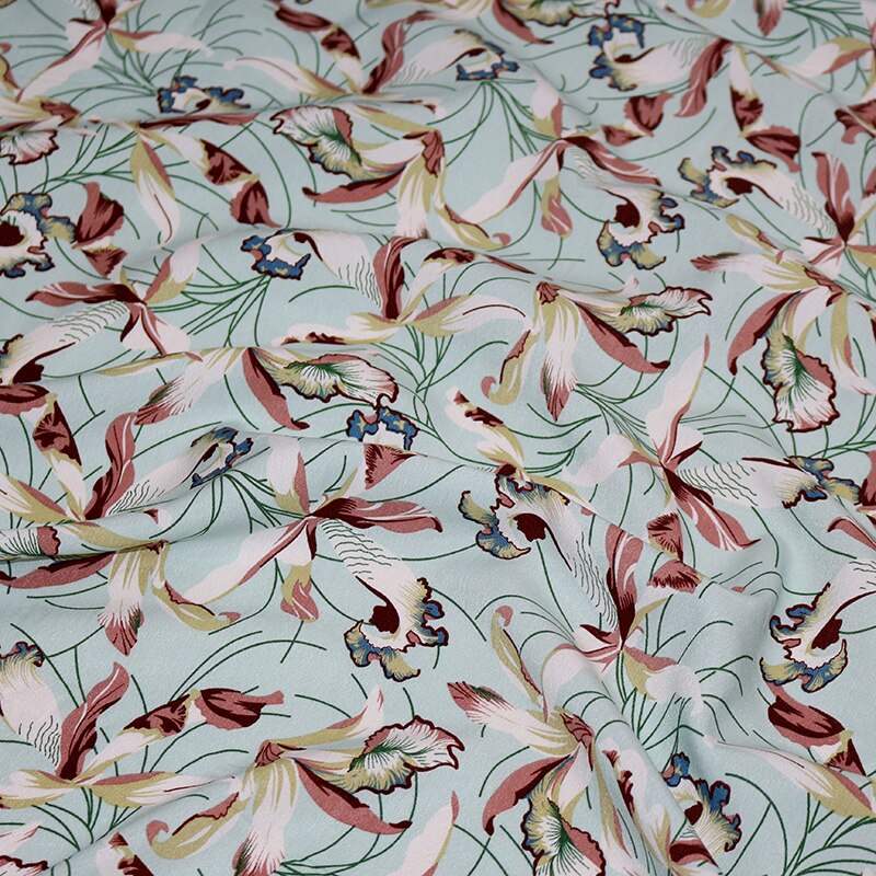 Chiffon Fabric By The Meter Floral Printed Micro Elastic Opaque Dress Skirt Flowers Summer Fabrics Breathable for Sewing Brocade: Crepe de Chine
