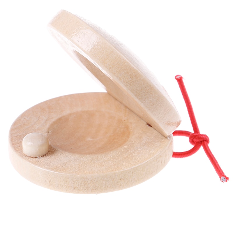 Education Child&#39;s Intellectual Development Listening Ability Wooden Castanet Clapper Musical Instrument Red &amp; Blue