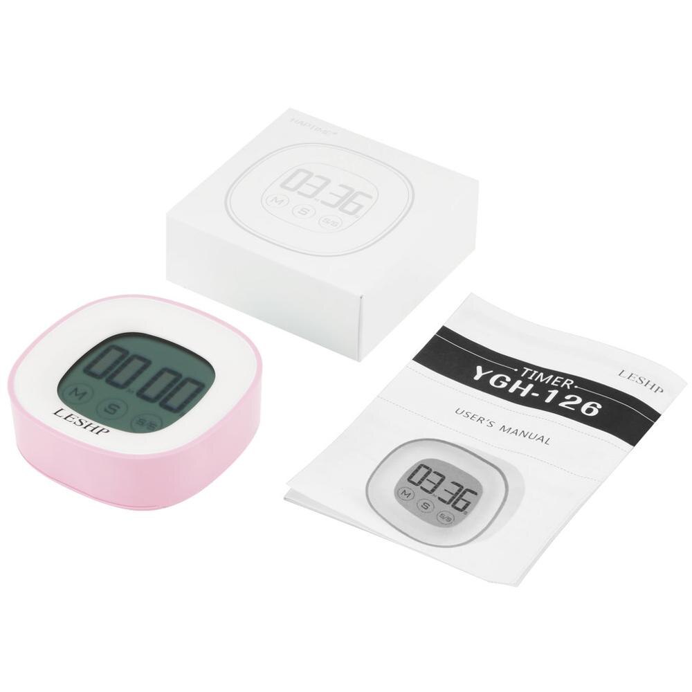 Leshp Vierkante Tastbaar Lcd Digitale Scherm Led Backlight 4 Cijfers Display Digitale Magnetische Terug Keuken Timer Countdown Timer: light red