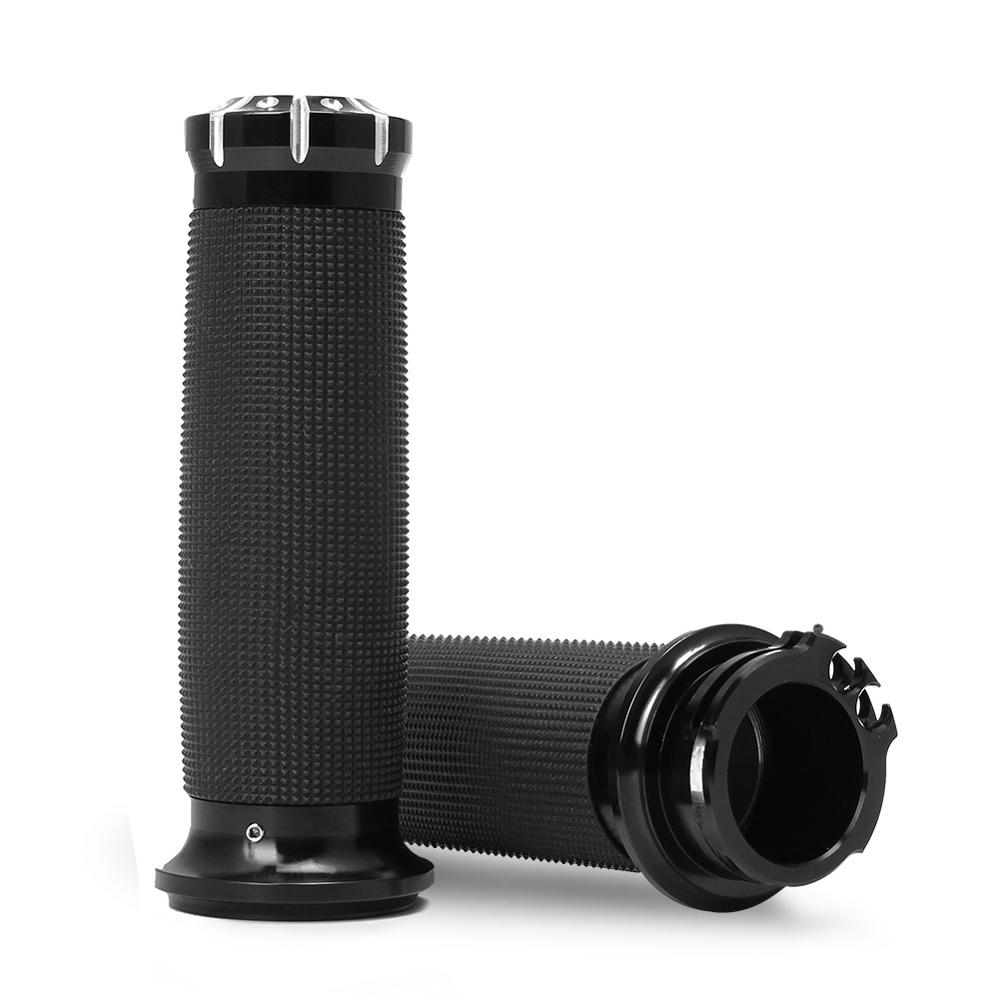 1" Black CNC Hand Grips Handlebar Bars Grip for Harley Touring Sportster Dyna Softail VRSC XL XR