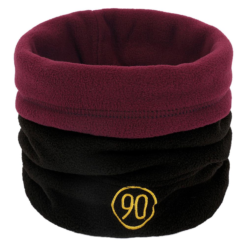 Unisex Winter Scarf Women Solid Color Warmer Ring Scarves Men Casual Outdoor Cycling Warm Neck Collars Scarf: Black Wine Red