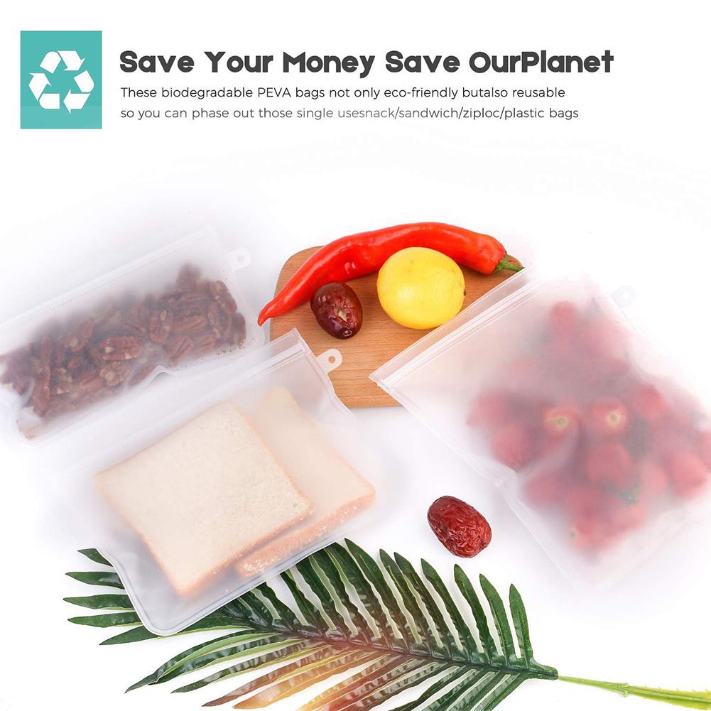 7Pcs Herbruikbare Zakken Duidelijke Voedsel Opslag Pakket Kleine Sieraden Verpakking Hersluitbare Vacuüm Opbergtas Dikke Verse Zak