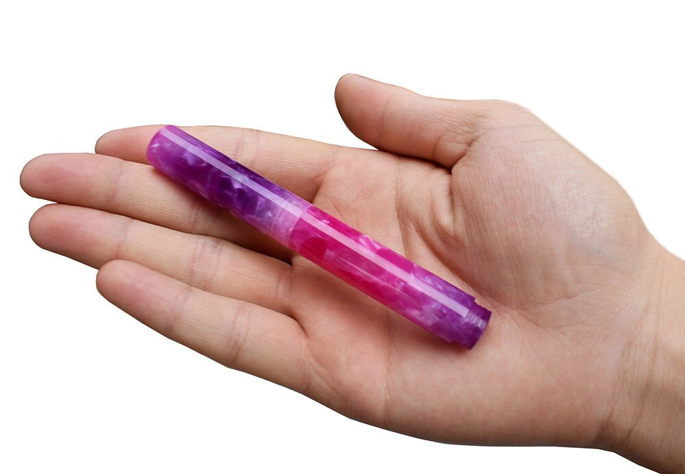 Wanwu Celluloid Purple Mini Glass Dip Pen & Fountain Pen Pocket EF/F/Small Bent Nib Colorful Ink Pen & Box Set