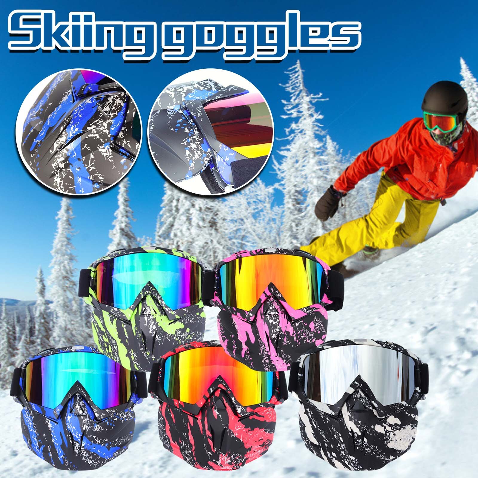 Adult Anti-fog Big Ski Mask Glasses Goggles With Detachable Ski Mask To Block The Sun Windscreen Goggles Snowboard Goggles #4