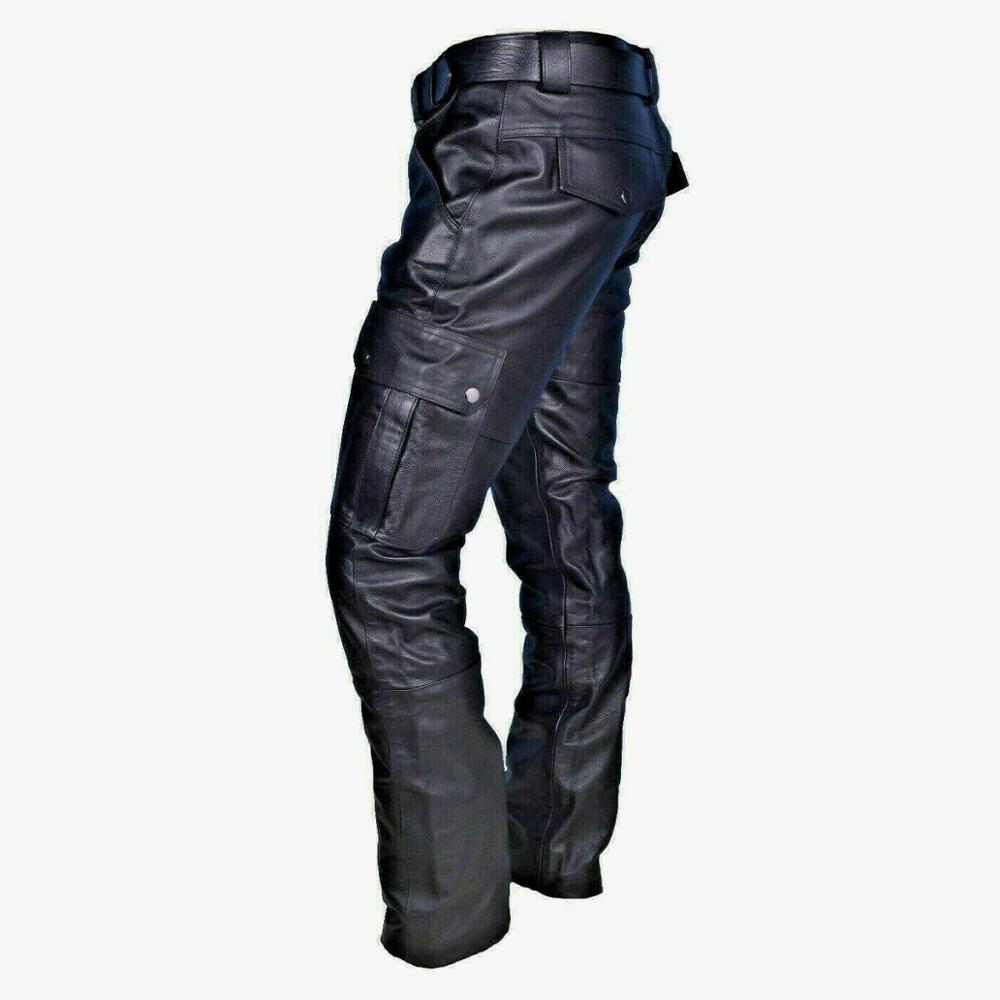 Herr läderbyxor casual stil byxor för manliga vinter mans kläder pantalon homme street wear kläder