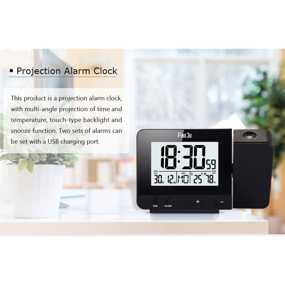 Led Clock Multi-Function Alarm Clock Temperature Display for Home Office School (Black, Battery)