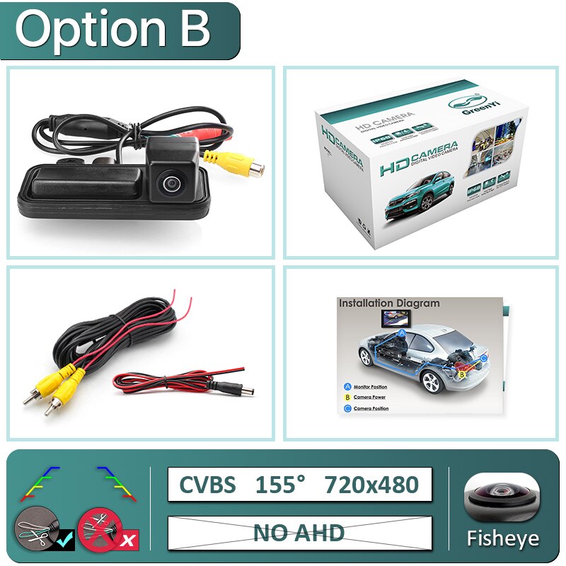 GreenYi 170° 1080P AHD Vehicle Rear View Camera for Mercedes Benz B Class W246 B180 B200 E W212 E Coupe/Cabrio W207 C/CLC W203: B-720x480-155deg