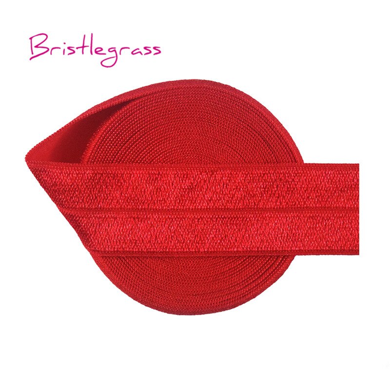 50 yardas 1 "25mm sólido brillante FOE doblar sobre Spandex elástico satinado bandas de la cinta del pelo, vestido de la corbata DIY costura: Red