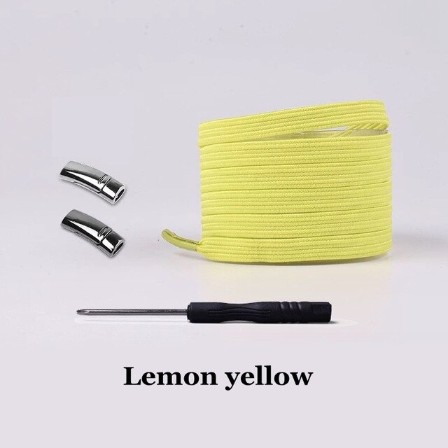 Cordones magnéticos de Metal para zapatillas Unisex, cordones elásticos de bloqueo para zapatos de adultos y niños, 2 uds.: 1 pair yellow
