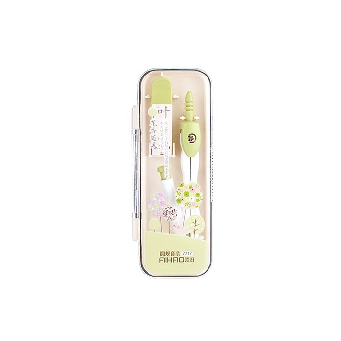 Metal Drawing Compass with 0.7mm lead refill Math Geometry Tools for Circles School Supplies Cute Stationery Set for Students: Light Green