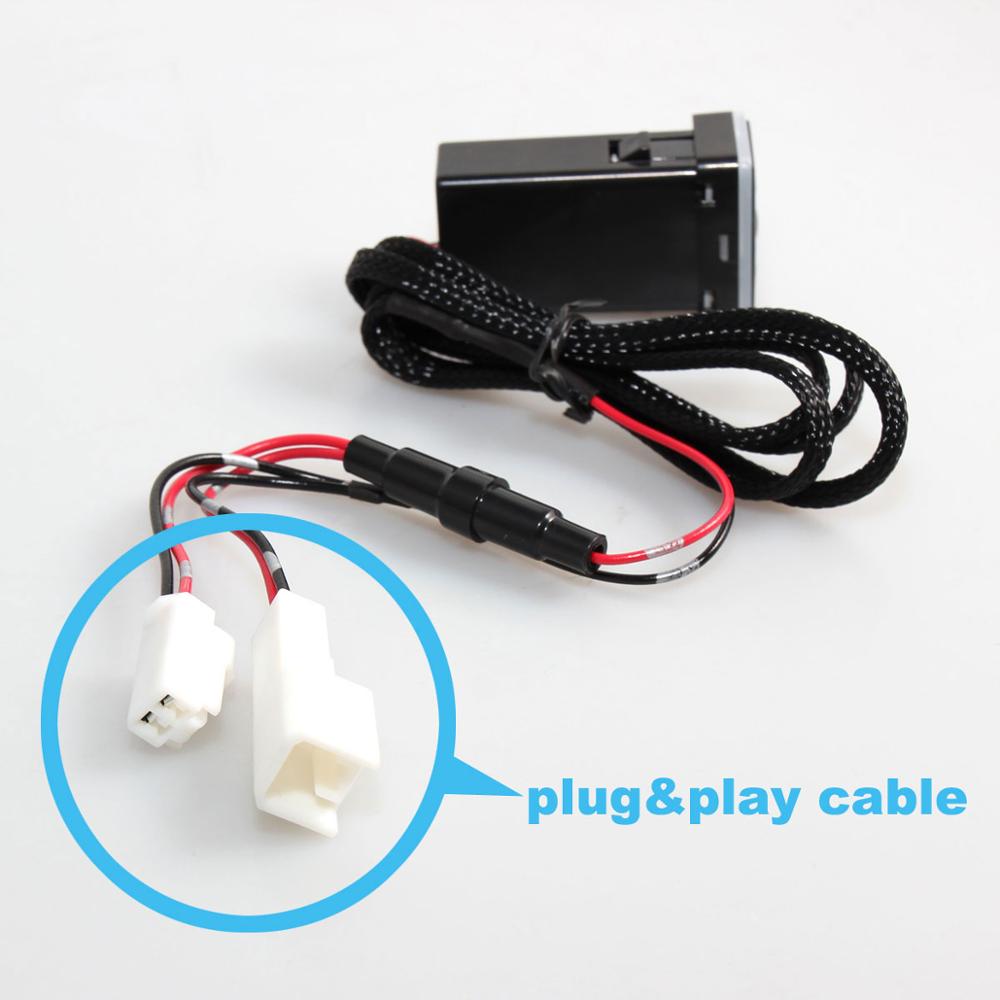 QC3.0 Quickcharge Autolader Dubbele Usb Telefoon Pda Dvr Adapter Plug & Play Kabel Voor Toyota