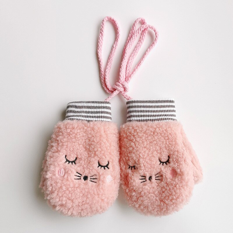 Crianças meninos meninas luvas de inverno bebê dedo cheio luvas engrossar infantil velo criança mão mais quente luvas 1-4y: Rosa