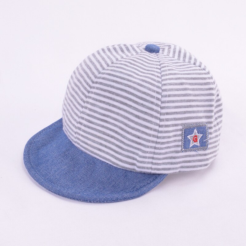 Cute Letter Baby Hat Cap Striped Denim Baseball Caps Summer Baby Boy Girl Hat Children Kids Toddler Sun Hat Caps Snapback: white gray