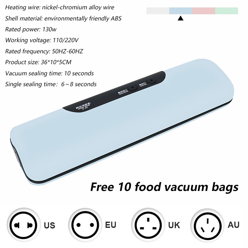 Cuisine sous vide scellant Machine économiseur de nourriture 110V 220V électrique maison Xiomi sous vide alimentaire scellant y compris 10 pièces sacs de rangement: 03 / EU