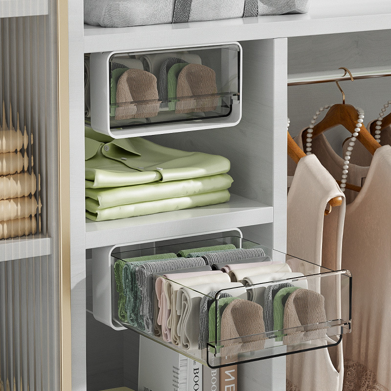 Büro unter dem Tisch, Aufbewahrungsschublade, stanzfrei, Kunststoff, transparent, Aufbewahrungsschublade, großes FassungsvermöGen, Kleiderschrank, Unterwäsche, Organizer