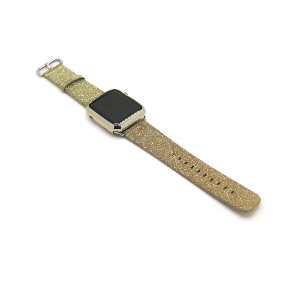 Bling Glitter PU Leder Handgelenk Gurt Für Apple Uhr Band Für iWatch Serie 4 3 2 1 44mm 40mm 42mm 38mm Ersatz Armband: Gold / 42mm and 44mm