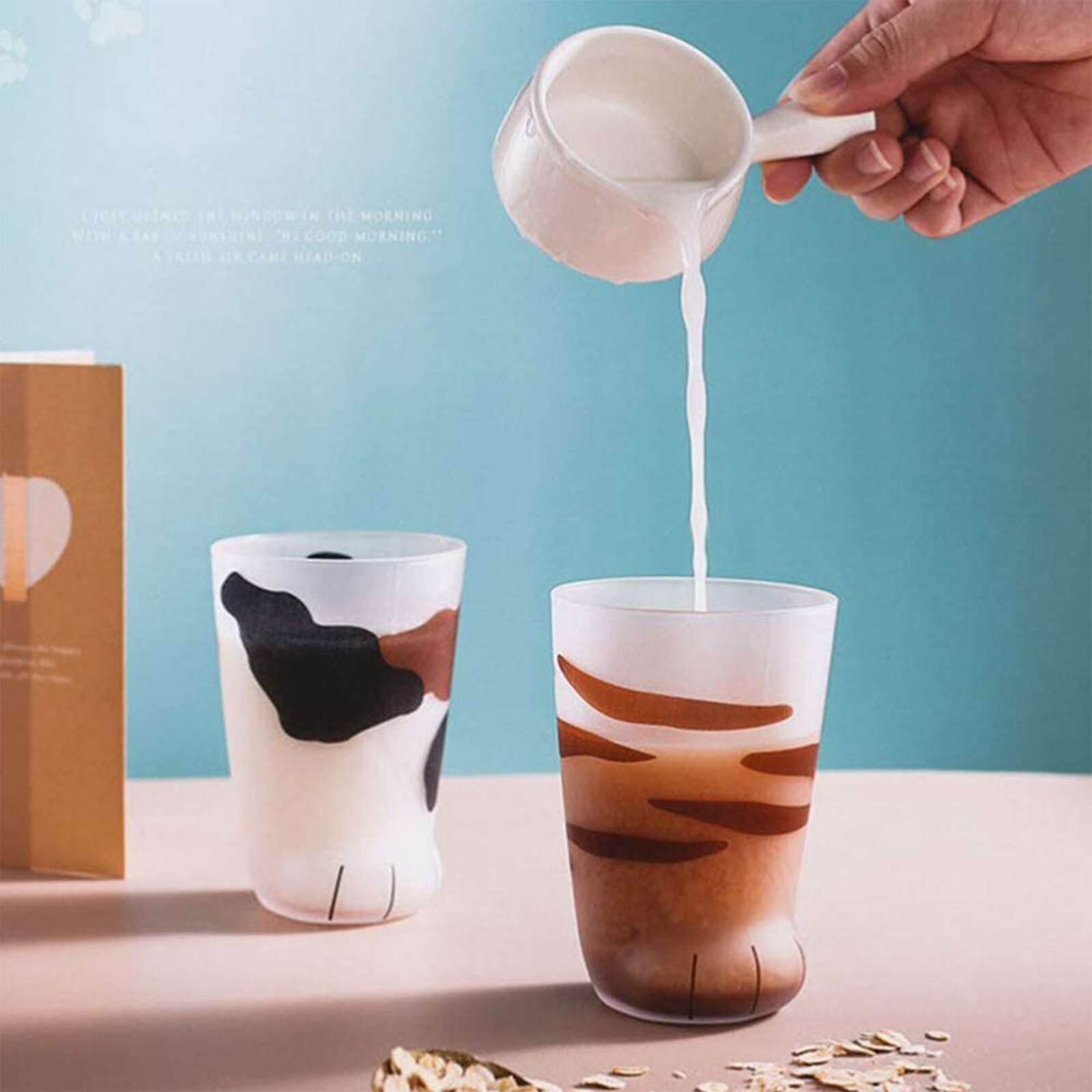 Leuke Kat Klauw Cup Ontbijt Melk Koffie Creatieve Thee Kopjes Persoonlijkheid Frosted Glas Koffie Mok Voor Mannen Vrouwen Kids Verjaardag