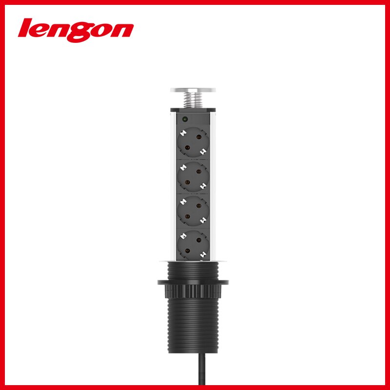 LENGON 16A PULL POP UP 3 Power Socket Kitchen Table Desktop Sockets Retractable Worktop EU Outlet With Child Protective Lock