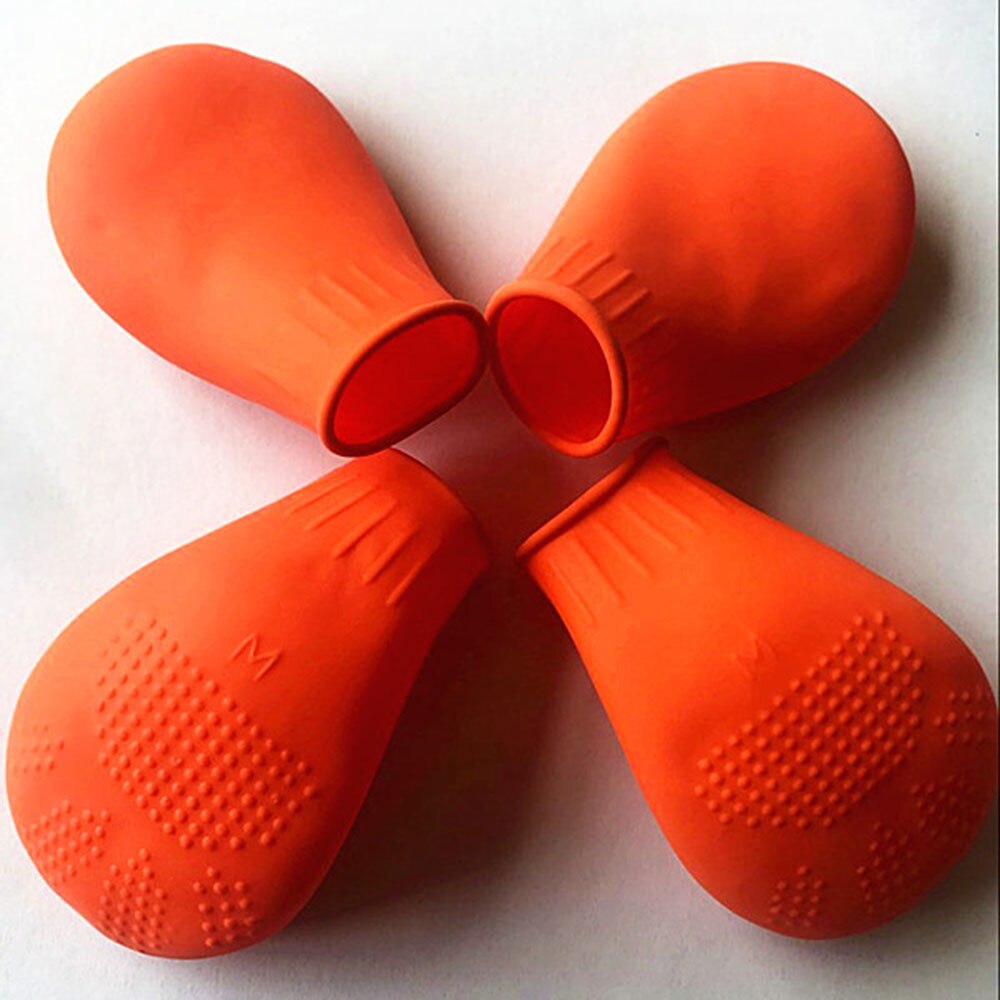 4 pcs Outdoor Waterproof Dog Shoes Pets Boots Socks For French Bulldog Puppy Dog Cats Non Slip Rubber Rain Dog Socks Candy Color: Orange / M