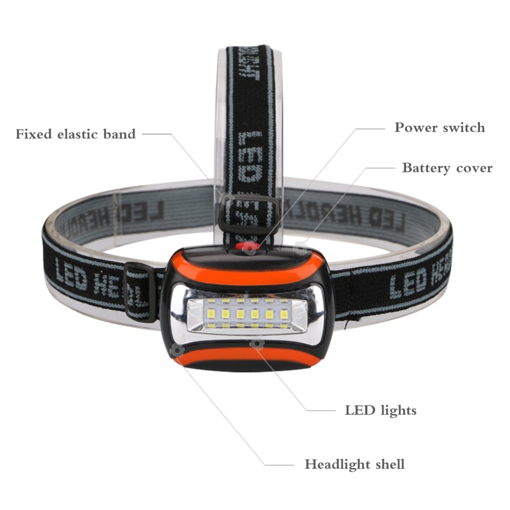 Mini 6 *  smd led koplamp hoofdlamp zaklamp voor wandelen kamperen nachtvissen waterdichte koplamp  by 3 aaa-batterijen