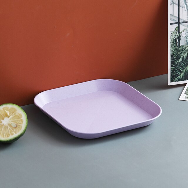 Multifunction Cutlery Set Plate Plastic Plate Spit Bone Snack Cake Dessert Candy Plate Dining Table Trash Plate Slag Plate: Purple-Shallow plate