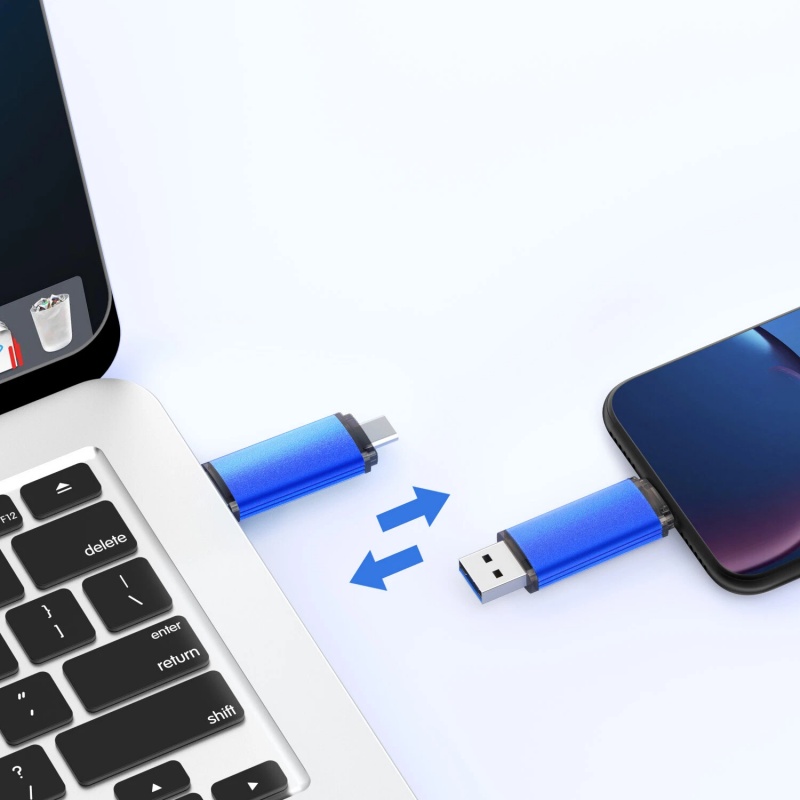 128GB Type C Flash Drive 2 in 1 OTG USB 2.0 + USB C Memory Stick for Backup