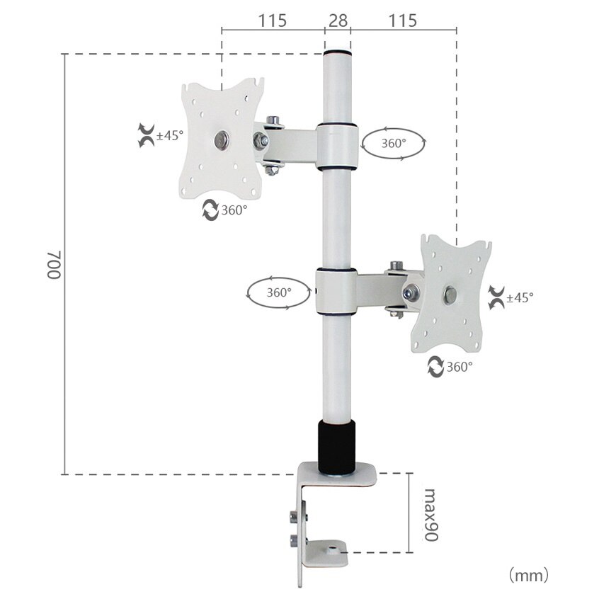 HILLPORT 10-27" Full Motion Dual Monitor Desktop Stand Holder Clamp Grommet Hole Base PC Mount Foldable Arm Soporte Support XD50: XD10-700