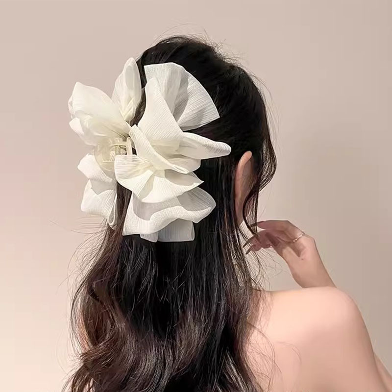 Pinza para el pelo con lazo de gasa grande de tres capas para mujer, diadema decorativa para el pelo, pinza para el pelo, accesorios para el cabello a la: Lavanda