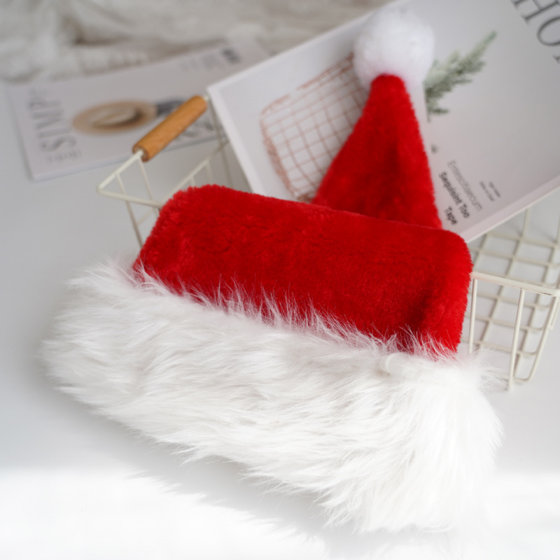 Chapeau Père Noël Noël - Velours Classique Fourrure Confort - Unisexe Adulte & Enfants Fournitures de Fête Festives