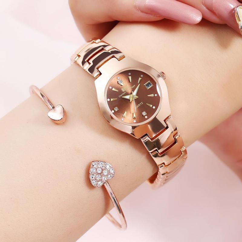 Vrouwen Horloge Waterdicht Roestvrij Staal Quartz Horloge Paar Horloge Strass Kalender Luxe Cadeau Voor Vrouwen/Mannen