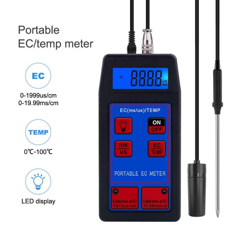 EC-8423 Digitale Ec Meter 2 In 1 Temp Ec Meter Tester Geleidbaarheid Meter Water 40JE