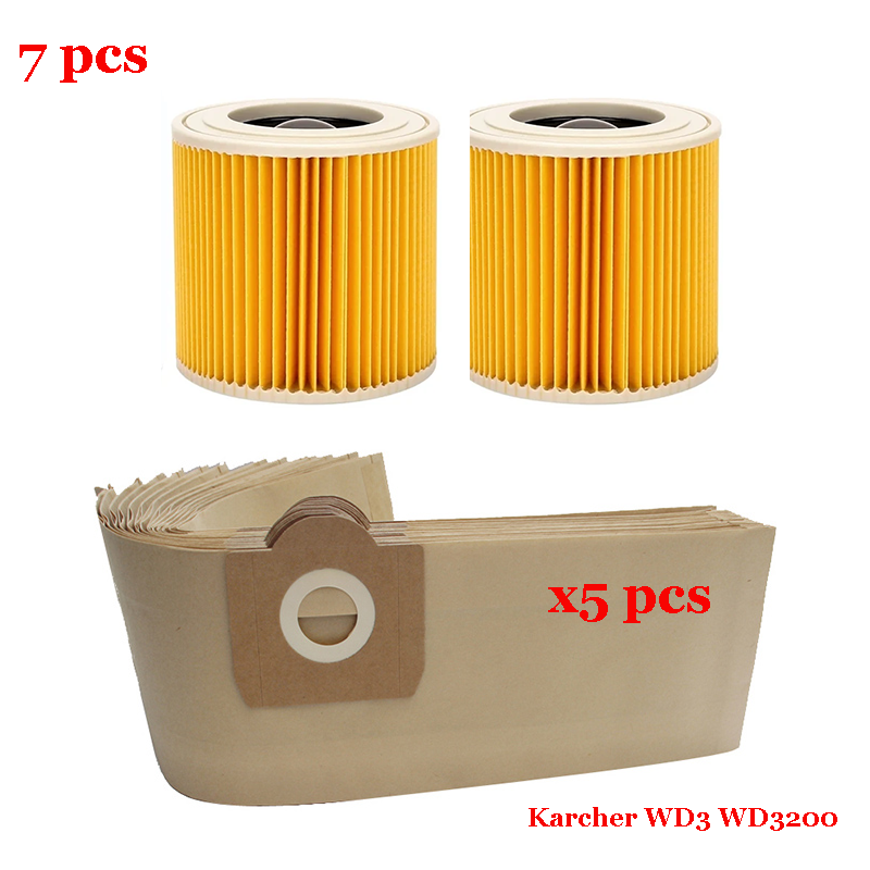 Do odkurzacza Karcher MV3 WD3 WD3200 WD3300 A2204 A2656 Części zamienne Worek na kurz Filtr Hepa Akcesoria: zielone światło