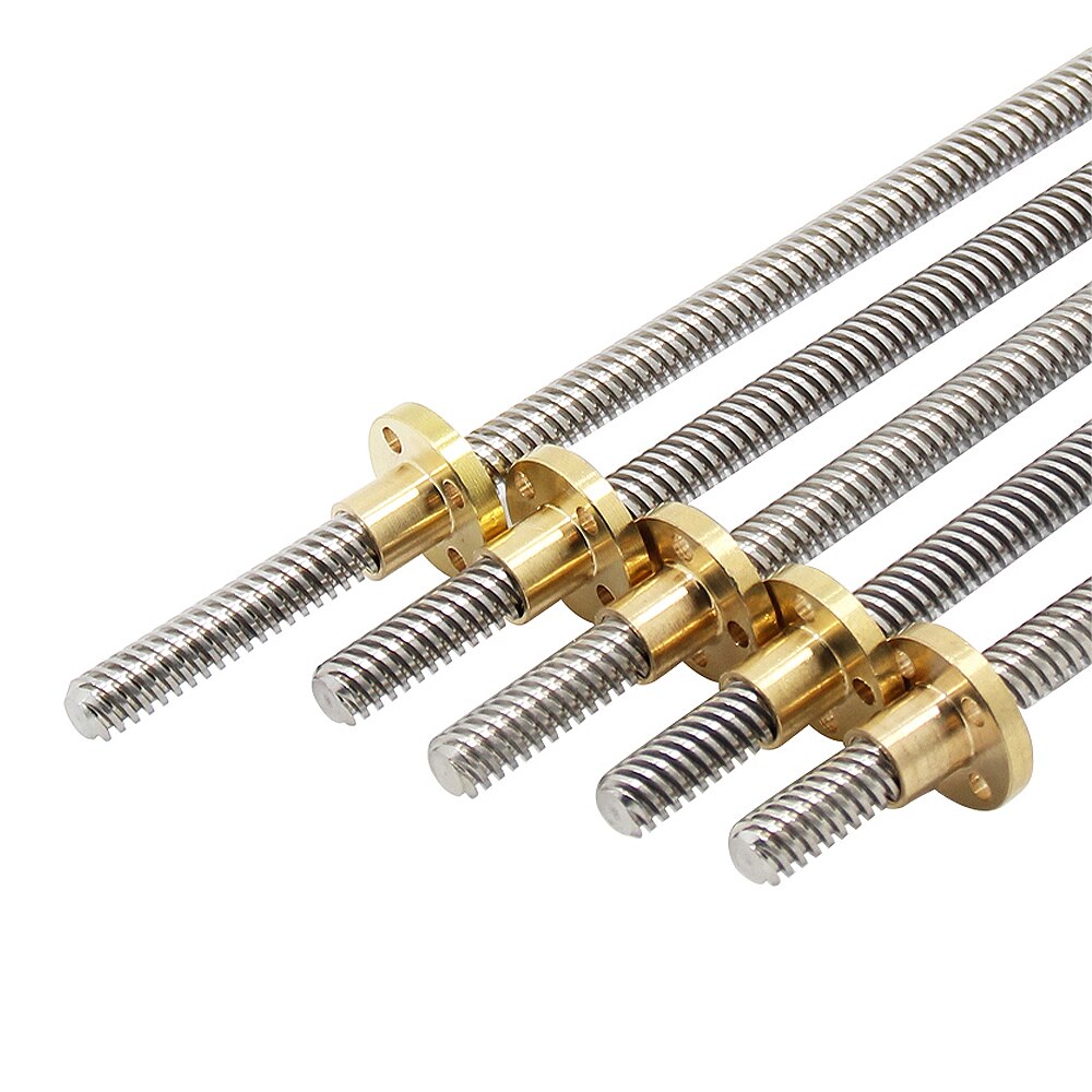 Husillo trapezoidal de acero inoxidable T12, 304mm de longitud, 2mm, 3mm, 4mm, 8mm, 12mm, para impresora 3d cnc, torno enrutador cnc, 1500