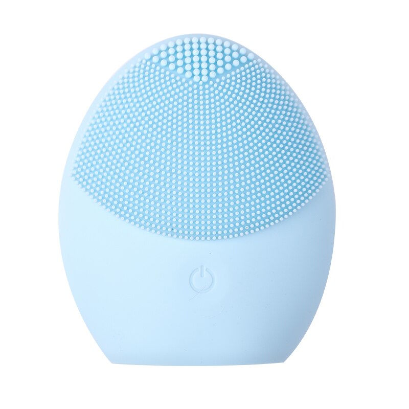 cepillo de limpieza facial eléctrico de silicona, Mini limpiador de vibración Sónica, limpieza profunda de poros, masaje de piel, cepillo de limpieza facial: Light Blue