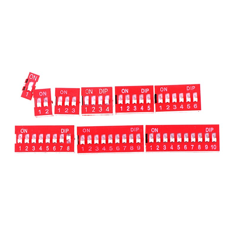 10pcs/lot Slide Type Switch Module 1 2 3 4 5 6 8 9 10 PIN 2.54mm Position Way Pitch Toggle Switch Red Snap Switch Dial Switch