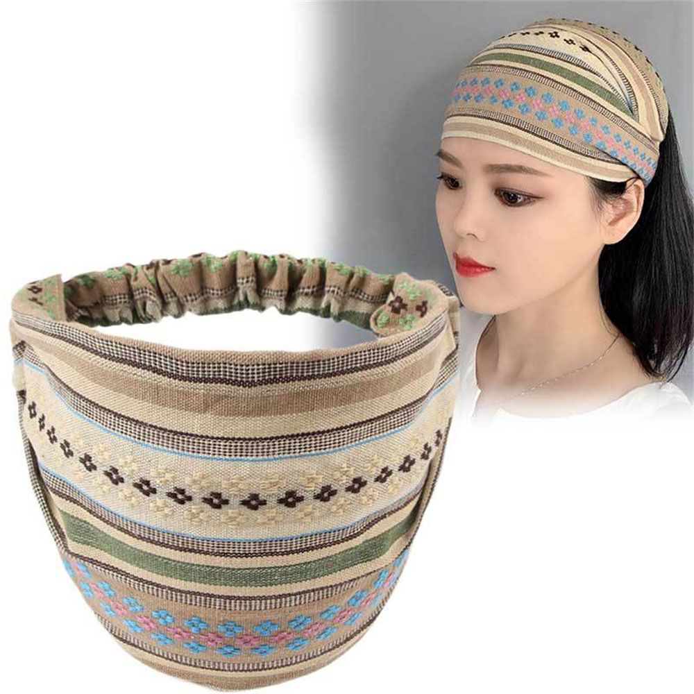Stil pannband randig hårsjal bred huvudband turban tyg bomull trend elastiska hårband för kvinnor flickor: 3