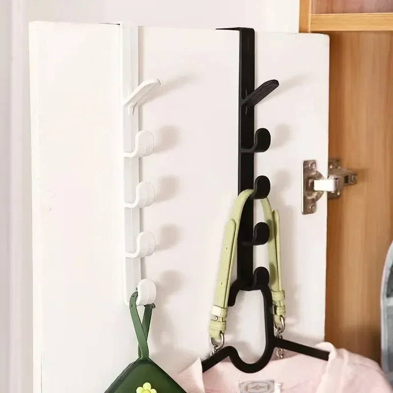 Perchero portátil multifuncional para armario, colgador de toallas detrás de la puerta, 5 ganchos, cocina y baño