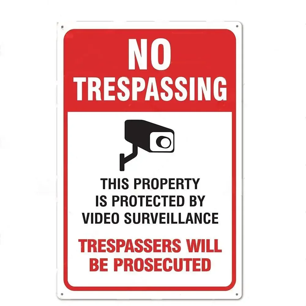 No Trespassing No Entry Private Property Warning Signs Public Garage Workshop Wall Decor Vintage Metal Sign 8x12 inch: 20x30cm / PURPLE