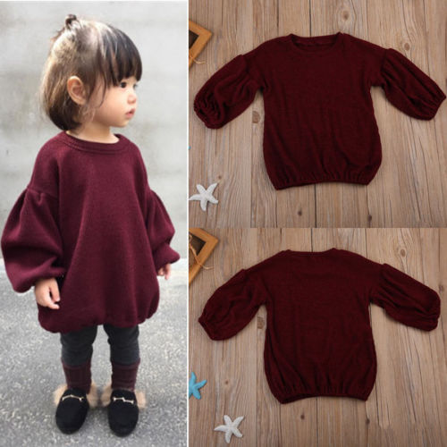 Herfst Effen Peuter Kids Baby Meisjes Outfits Lantaarn Lange Mouw Sweatshirt Trui Tops T-shirt Jas Blouse 1-6Y