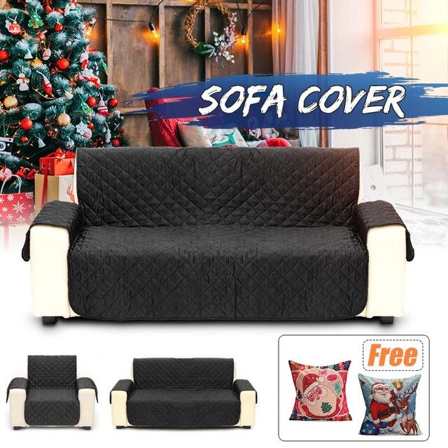 1/2/3 Zits Dubbele Side Sofa Kussen Huisdieren Honden Sofa Covers Waterdichte Couch Fauteuil Kussenovertrekken Fauteuil Meubels Protector: Black / Single Seater