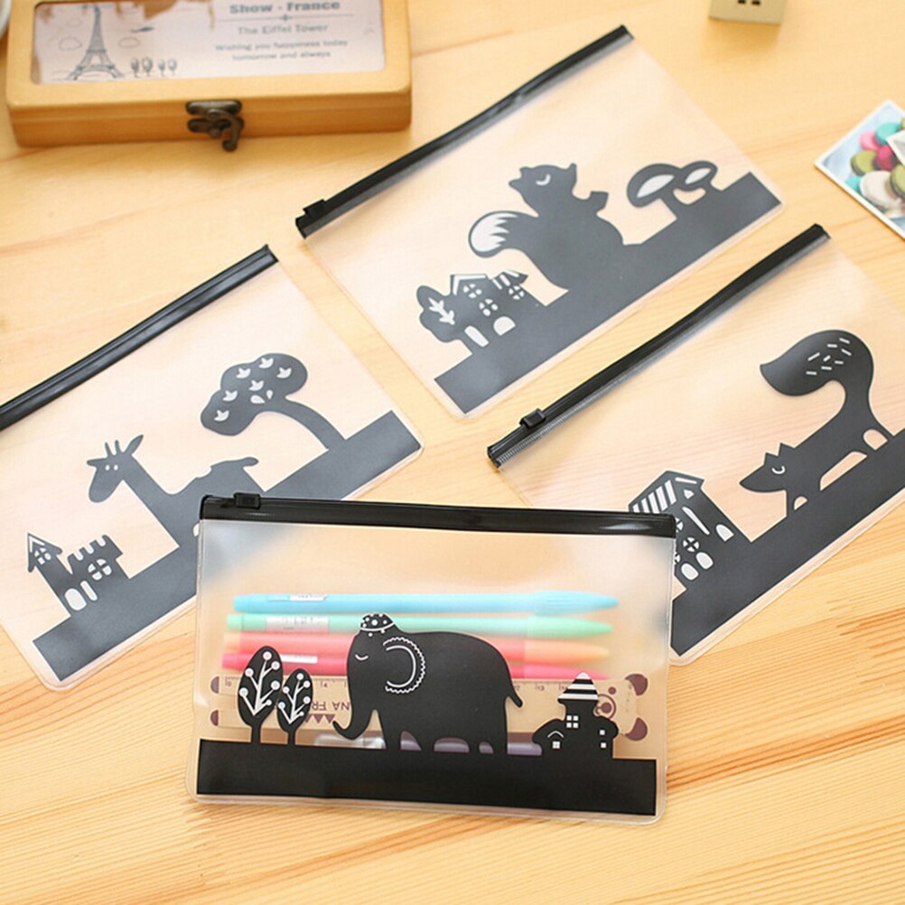Doorzichtige schattige dieren pvc pennenzak etui opbergruimte schoolbenodigdheden creatieve schrijfwaren cosmetische koffer make-up telefoontas 4 kleuren
