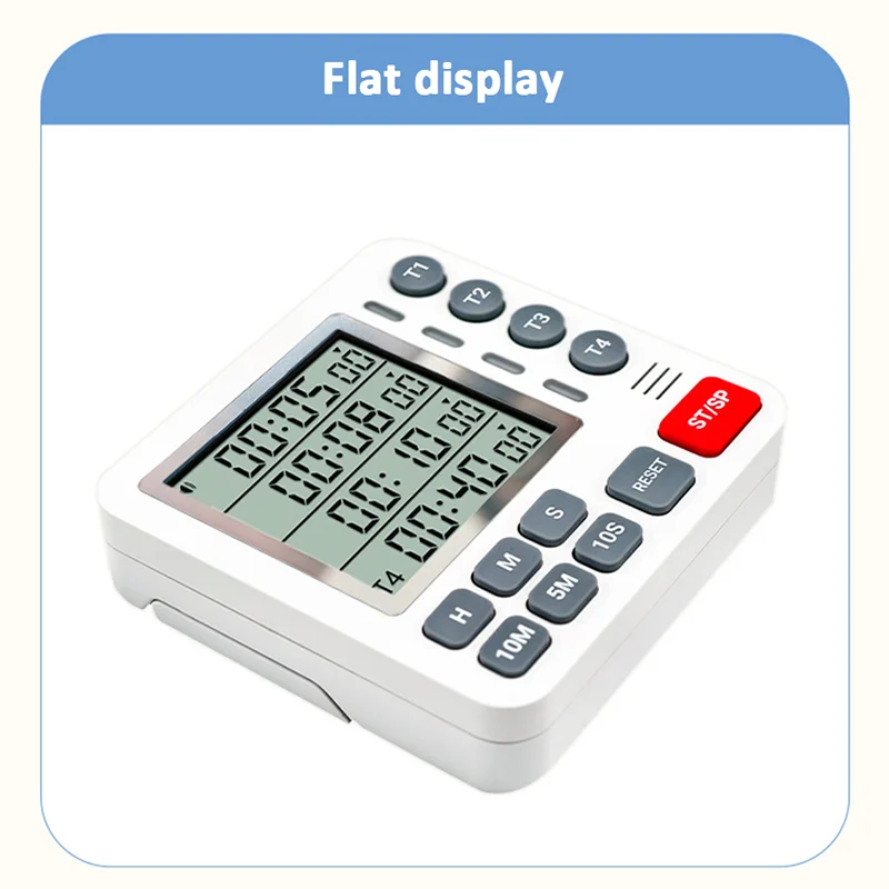 4 Channels Digital Kitchen Timer Count UP/Down Timer 4 Indicator Lights Cooking Timer Loud/Mute Flashing Timer with Magnet Stand