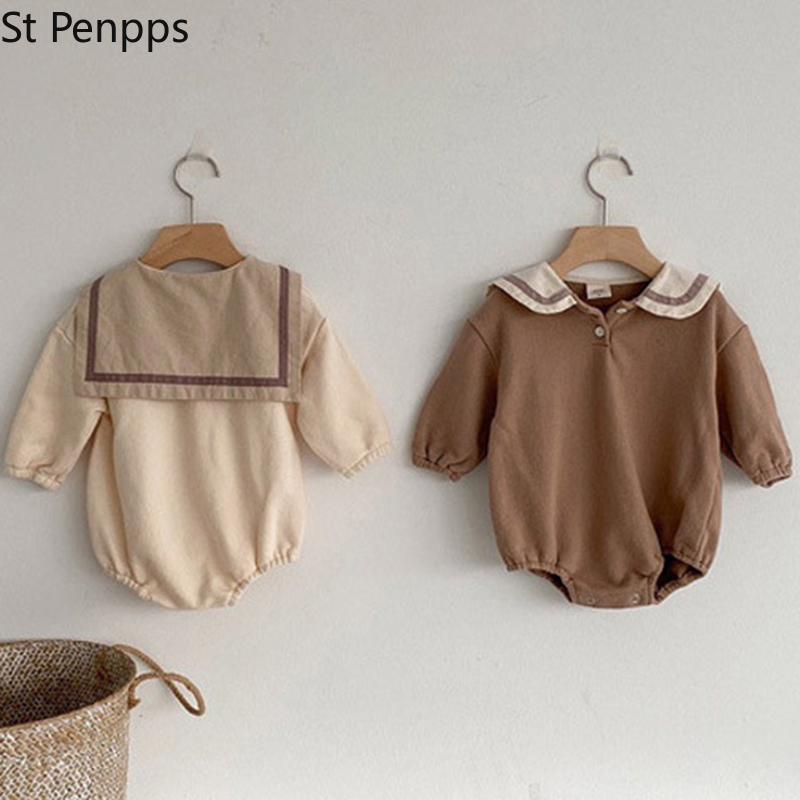 Herbstliche Baby-strampler für kleinkinder (jungen und mädchen), langärmelige baumwoll-Overall Ich bin marineblau-stil, frühlingskleidung für freundlicher