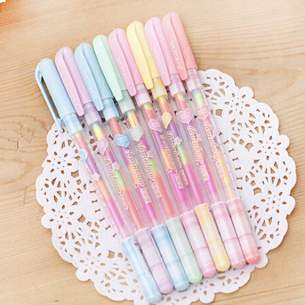 Bolígrafos de pintura fluorescente lápices marcadores de escritura Resaltadores rotuladores cambio de papel pluma niños 6 colores pintura 0,8mm